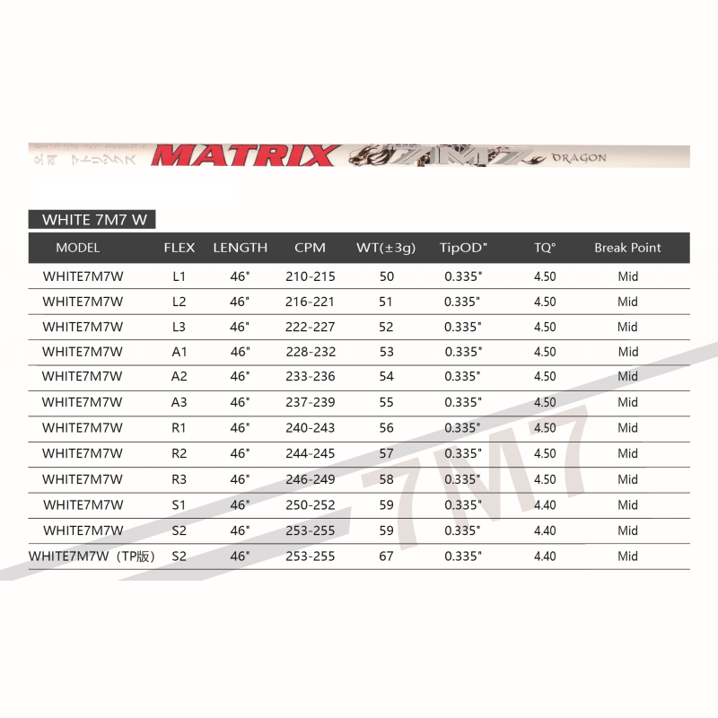 MATRIX Golf Shaft Dragon Series White Driver Shaft