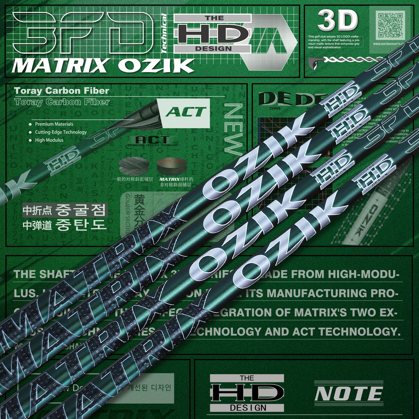MATRIX Golf Shaft 3FD Series Wood Rod 46‘’ Carbon Fiber Driver Shaft