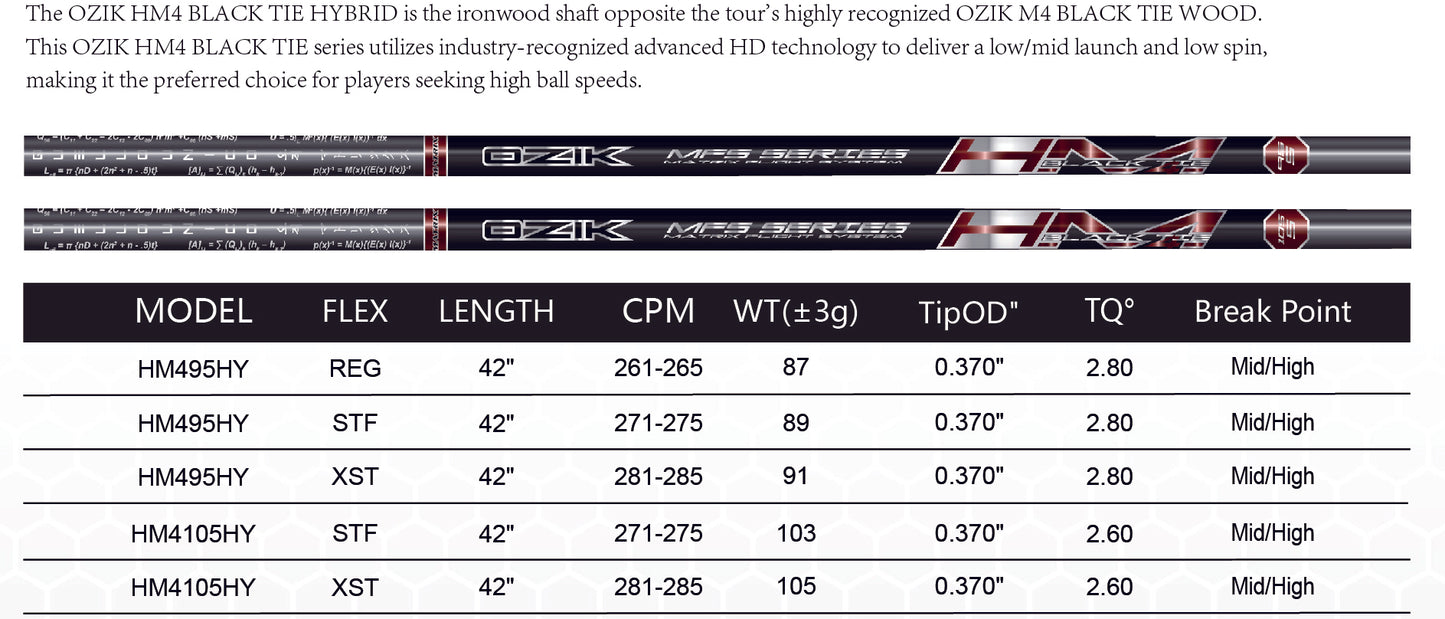 MATRIX Golf Shaft OZIK MFS HM4 Series Black Hybrid Shaft