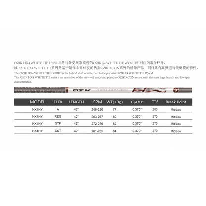 MATRIX Shafts OZIK MFS HX4 Series WHITE TIE hybrids