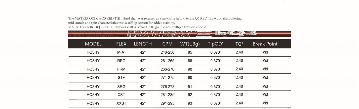 MATRIX Golf Shaft ALTUS HQ3 Series Red  Hybrid Shaft