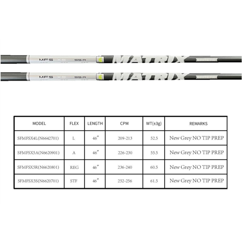 MATRIX Shafts MFS 55X5 Series Gray Golf Club Shafts