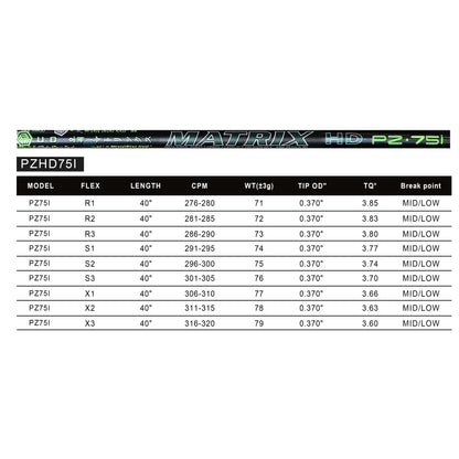 MATRIX Golf Shaft PZ Series Iron Rod 40’‘Carbon Fiber Shaft