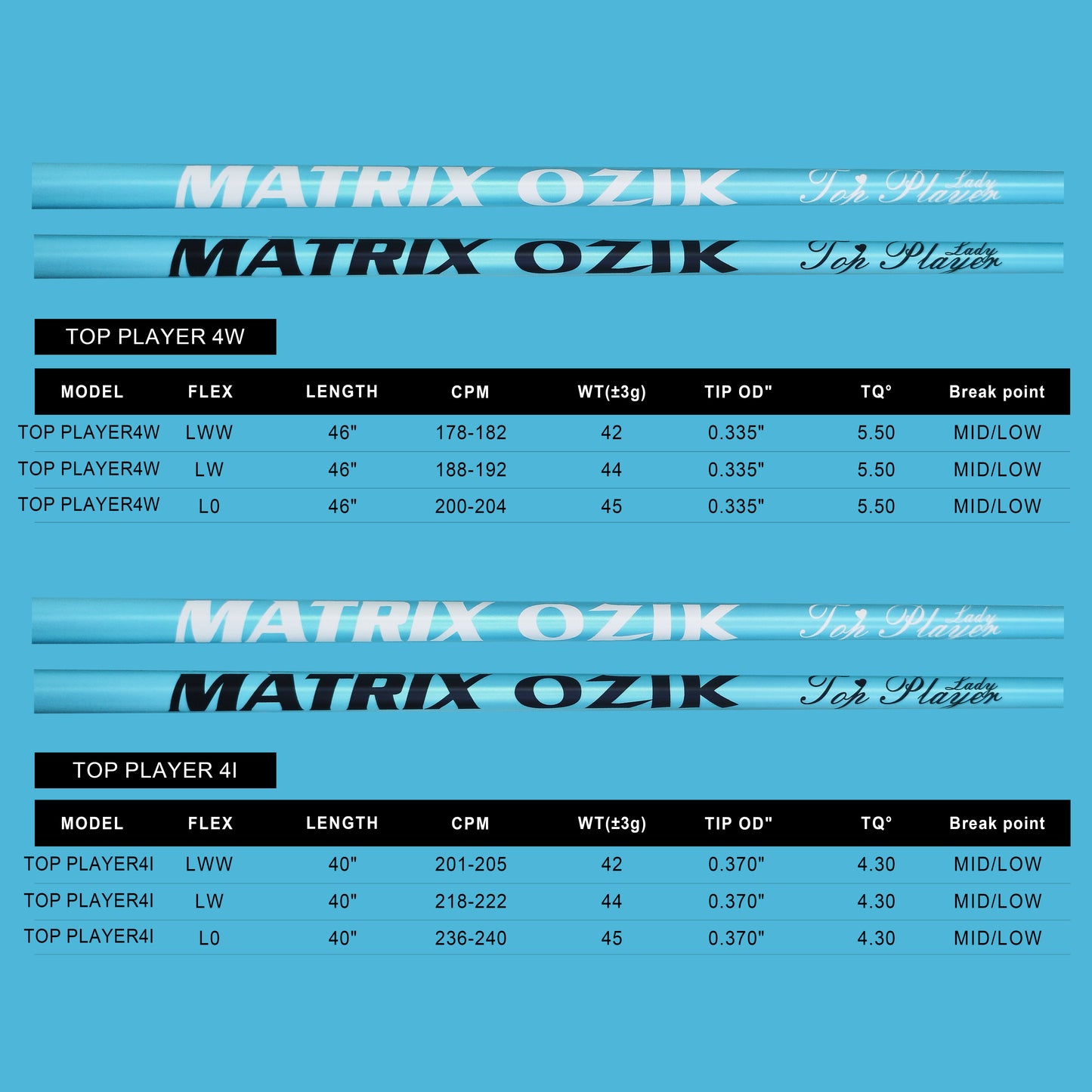 MATRIX Golf Shaft TOP PLAYER Drivers/Irons Shaft for Women